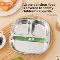 Assiette à dîner divisée en trois compartiments en acier inoxydable pour adultes, design moderne et minimaliste, idéale pour la réduction des graisses et les étudiants