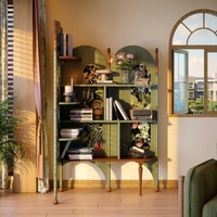 Meuble d'angle modulaire en bois de frêne massif de style rétro français, bibliothèque triangulaire à 4 étagères, meuble de salon antique