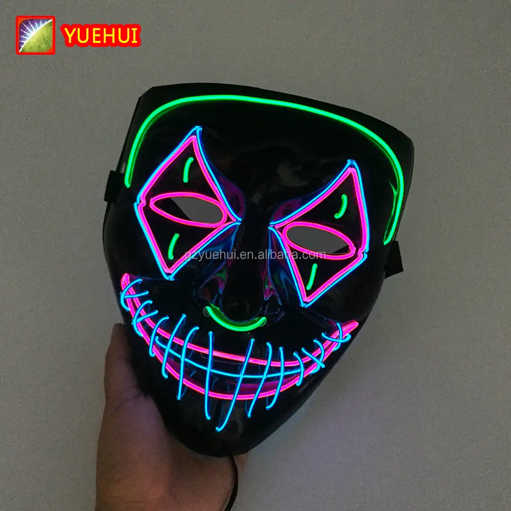 หน้ากาก Led Neon Masquerade,หน้ากากปาร์ตี้เทศกาลปาร์ตี้หน้ากาก EL Wire ไฟกระพริบอุปกรณ์เสริมสำหรับไนท์คลับ DC3V