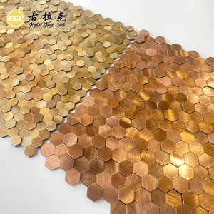 <span class=keywords><strong>Papier</strong></span> <span class=keywords><strong>peint</strong></span> auto-adhésif en aluminium doré de luxe, motif <span class=keywords><strong>mosaïque</strong></span> hexagonale or rose, personnalisé pour la décoration murale de crédence - Product Image 1