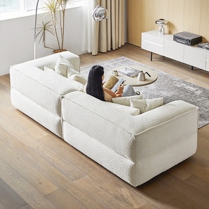 यूरोपीय nordic सफेद टेडी बुकल टफ्टेड कपड़े सेशनल सोफे घर के रहने वाले कमरे होटल हॉल अपार्टमेंट विला रेस्तरां के लिए - Product Image 4