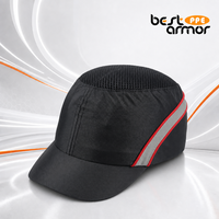 Casquette de sécurité Oxford légère en maille respirante anti-collision, style baseball, noir, gris, bordure rouge, réglable, pour le travail