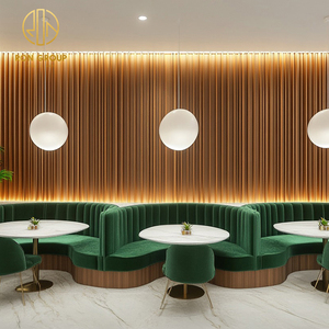 Set di Tavoli e Sedie in Marmo Bianco Ron Group per Caffè e Ristoranti, con Divanetti Curvi Verdi per Arredamento <span class=keywords><strong>Ristorante</strong></span> - Product Image 2