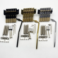 Premium 6 String Oblique Double Tremolo System for Headless Electric Guitar Complete Bridge Set with Locking Nut