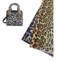 Tissu artificiel floqué personnalisé de 0,8 mm, matière synthétique, imprimé léopard, cuir PU pour sacs, cabas, chaussures