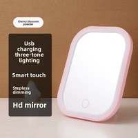 Nouveau miroir de maquillage de bureau personnalisé avec LED, pliable, portable, design triangulaire, support carré, lumières de table