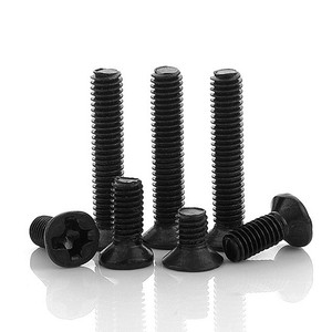 1000 unidades/bolsa Tornillos de cabeza plana con ranura cruzada M1.2 M1.4 M1.6 M1.7 M2 M2.5 M3 M4 M5 de 25 mm, óxido negro, métricos - Product Image 1