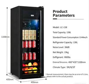 Mini Frigorifero in Legno con Porta in Vetro, Dispenser di Bevande Red Bull con Compressore, Frigorifero per Vino, <span class=keywords><strong>Frigo</strong></span> <span class=keywords><strong>Mobile</strong></span> per Ghiaccio - Product Image 3