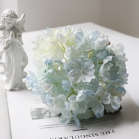 Fleur artificielle d'hortensia en soie haut de gamme, effet vieilli et bords brûlés, couleur peinture à l'huile corail, pour décoration intérieure et mariage