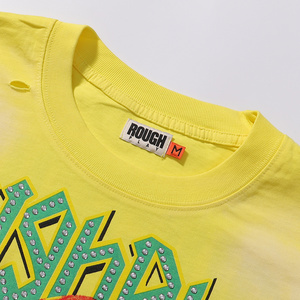 T-shirt Heavyweight Hot Drilling Rhinestone RoughPlay Madness, style <span class=keywords><strong>vintage</strong></span> américain, streetwear, manches courtes pour hommes - Product Image 3