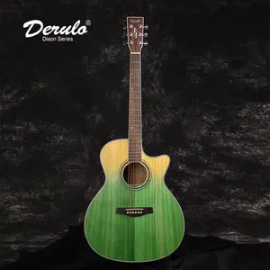 Derulo — guitare acoustique à Angle chant, 20 Frets, en bois, jaune, vert, dégradé