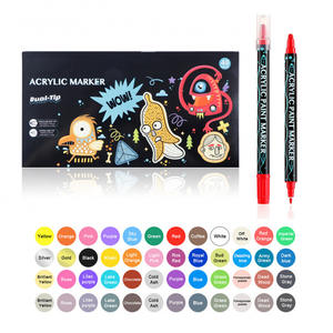 Marqueur de peinture acrylique personnalisé à faible MOQ, double pointe (pointe fine et pointe à picots), plusieurs couleurs pour toile, papier, verre, roche - Product Image 1