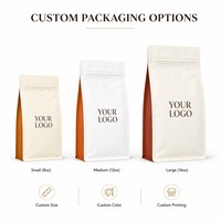 Sachet de café à fond plat imprimé sur mesure avec fermeture éclair pour l'emballage de café en grains entiers torréfiés