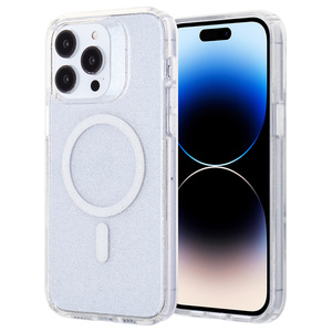 Factory Wholesale Clear 2.5mm TPU+PC Double Injection Shockproof Magnetic Wireless Charging Anti-Slip Armor Design Phone Case - Product Image 1