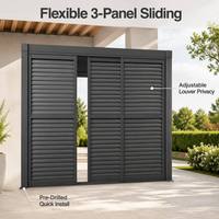 Ensemble complet de porte coulissante à persiennes à roulement fluide, cadre en alliage et lame de persienne assortie, accessoire pour pergola en aluminium