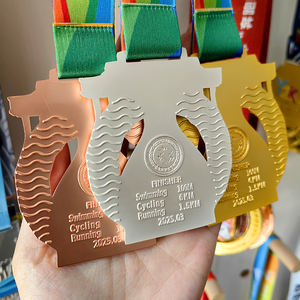 Médaille de sport en métal Design personnalisé du fabricant Médaille de vélo d'équilibre de course de natation cyclisme - Product Image 4