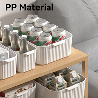 Boîte de rangement multifonctionnelle en plastique avec poignée, panier organisateur pour bureau, cuisine, armoire, aliments, collations, usage domestique, en PP
