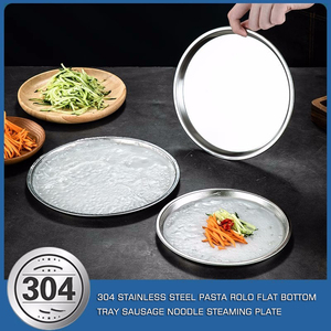 Bandeja redonda de acero inoxidable para servir y servir, bandeja para el desayuno, decoración elegante de granja, platos para servir, bandeja para platos - Product Image 3