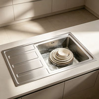 Évier de cuisine à cuve unique avec égouttoir, évier de cuisine moderne, évier de cuisine commercial 100x50cm, évier de cuisine en acier inoxydable