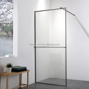 Paroi de douche coulissante moderne HOTAQI H-P36 en verre trempé de 6 mm, finition noir mat, design droit, rectangulaire, pour salle de <span class=keywords><strong>bain</strong></span> - Product Image 4