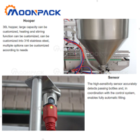 Machine de remplissage automatique MOONPACK TFM-120G-2 pour beurre de cacahuète, pâte de chocolat, jus, sauce, yaourt, miel, bouteilles et canettes
