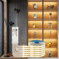 Bande lumineuse LED COB pour vitrine de collection, bibliothèque, armoire, placard, lampe en plastique, à intensité variable, capteur tactile, blanc pur, ROHS, 5 m