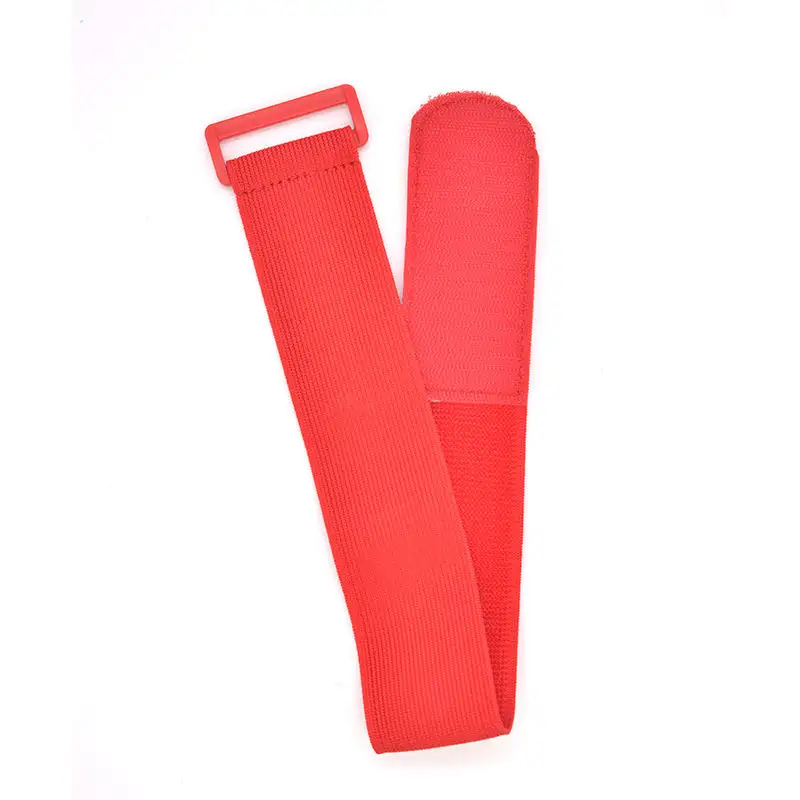 Cinturino in velcroes regolabile con gancio e passante rosso personalizzato con fibbia elasticizzata con cinghie elastiche morbide
