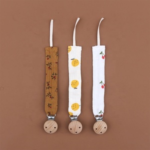 Commercio all'ingrosso personalizzato <span class=keywords><strong>Baby</strong></span> Dummy mussola porta legno catena bambino ciuccio Clip forniture per l'alimentazione prodotti - Product Image 2