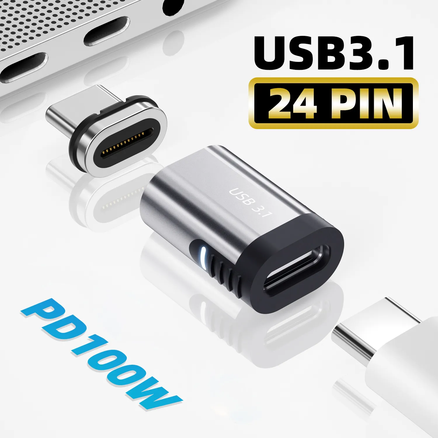 Eonline OEM Pd 100W Từ Adapter 24Pin USB 3.1 Nhanh Chóng Sạc Dữ Liệu Sync Loại C Nam Châm Chuyển Đổi USB Để Type-C Cho MacBook Pro