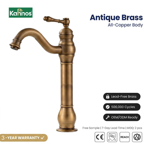 Vintage Dual Handle Basin Faucet 360 Swivel Spout Antique Brass Construction Luxury Fitting For Kitchen And Wash Room - Product Image 1