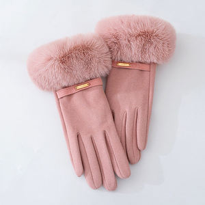 Guantes de Terciopelo al por Mayor con Puños de Piel Sintética, Lindos, de Alta Calidad, Térmicos, para Uso Diario en Exteriores, para Mujer, Invierno - Product Image 2