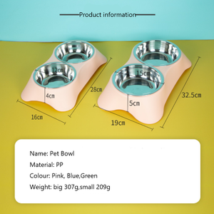 Mangkuk minum plastik 2-in-1, mangkuk ganda Anti-Slip untuk anjing kucing dapat dilepas bahan baja tahan karat - Product Image 6