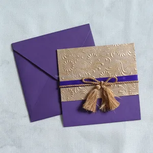 Креативный дизайн фиолетовый бумажный карман тиснение текстуры блестящие приглашения красочный принт поделки День рождения Свадебные канцелярские товары