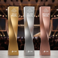 Trophée personnalisé 2026 en alliage de zinc durable, écologique, imprimé UV, avec logo personnalisé, or, argent, bronze, torche, cadeaux de bienvenue