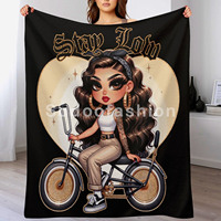 Nouvelle couverture de voyage en flanelle 2024, motif dessin animé Latino Chicana Chola, personnalisable pour avion et maison, idéale pour les fans de Chancla.
