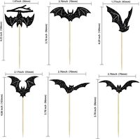 24 décorations de cupcakes chauve-souris pour Halloween, piques à cupcakes chauve-souris noires à paillettes pour thème d'horreur, baby shower, décoration d'anniversaire pour enfants