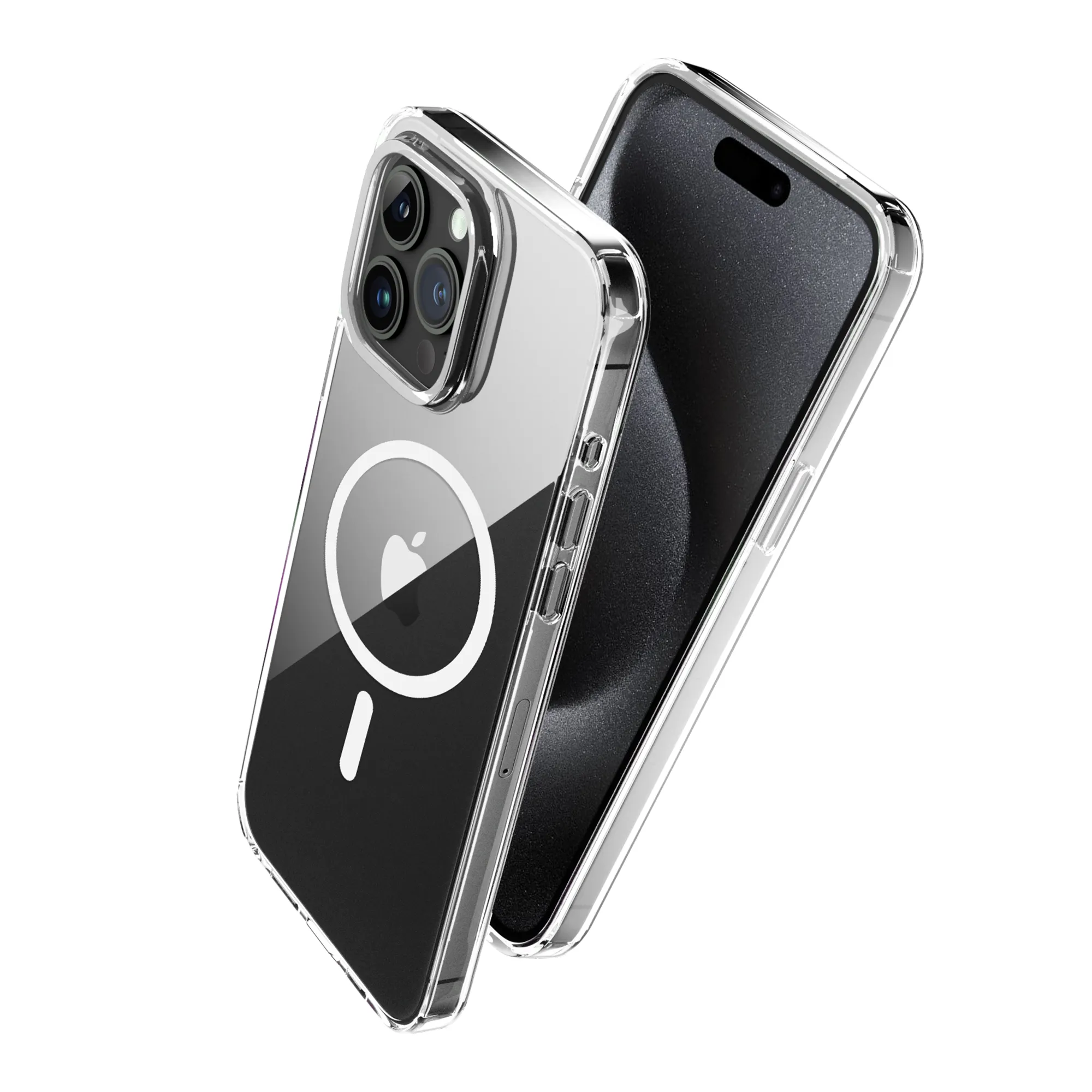 Casing ponsel magnetis untuk iPhone15 Pro, casing ponsel magnetis antiguncangan bening bahan Tpu Pc grosir, casing penutup ponsel magnetis untuk iPhone 15 16 Pro Max