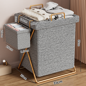 Panier à <span class=keywords><strong>linge</strong></span> pliable grande capacité en tissu non tissé, étagère de toilette, boîte de rangement pour machine à laver, pour vêtements sales - Product Image 3