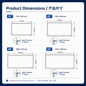 จอแสดงผล<span class=keywords><strong>ว</strong></span>ิดีโอวอลล์แบบตั้งพื้นขนาด 32 43 49 <span class=keywords><strong>55</strong></span> นิ้ว ความสว่าง 500cd หน้าจอสัมผัส 4K  ขอบจอบางเฉียบ 0.88 มม. ผลิตจากโรงงานโดยตรง ใช้หลอดไฟ LED IPS LCD ขนาดเล็ก - Product Image 6