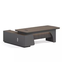 Bureau de direction moderne de luxe en panneaux de bois, convertible, extensible, modulaire, réglable en hauteur, avec éclairage LED, garantie de 3 ans
