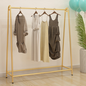 Espositori per Negozi di <span class=keywords><strong>Abbigliamento</strong></span> Femminile in Ferro Dorato di Alta Qualità, Combinazione di Rastrelliere da Pavimento e da Parete per Vetrine Premium - Product Image 4