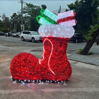 Gigantesca Scultura Natalizia 3D LED a Forma di Cappello di Babbo Natale da 300 cm, Impermeabile IP65 per Esterni, Ideale per Esposizioni Commerciali in Centri e Piazze