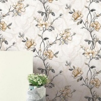 Papier peint PVC moderne CO2-1Series à motifs floraux abstraits et lattes naturelles 0,53*9,2m pour salon, hôtel, chambre à coucher, salle à manger, couloir d'escalier