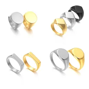 HP New geometric Stainless steel ring fashion simple laser lettering ring for men women wholesale