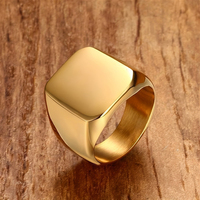 2025 Brand Design Custom Logo Herren Wasserdichter Schmuck Chunky Edelstahl Championship Square Siegelringe