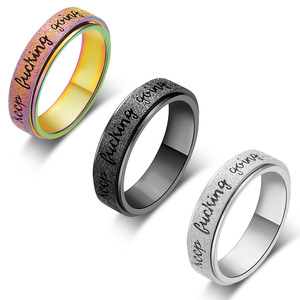 Cadeaux SJ pour Lui et Elle : Bague Anti-Stress Motivationnelle en Acier Inoxydable Sablé – Bijou d'Encouragement - Product Image 5