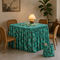 Nappe florale de Noël carrée, couverture de table de mahjong, ensemble cadeau, nappe plissée pour salle de jeux et table à manger