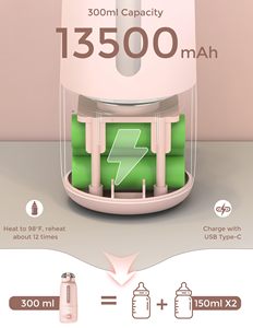 Chauffe-biberon intelligent 13500 mAh avec grande batterie, pasteurisation, bouilloire sans fil portable, tasse en verre <span class=keywords><strong>Pro</strong></span> - Product Image 3