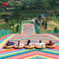 Toboggan Arc-en-ciel Géant Populaire et Coloré pour Parc d'Attractions Extérieur, Glisse Sèche pour Adultes et Enfants, à Vendre