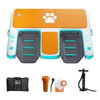 Plateforme de baignade gonflable pour animaux de compagnie en gros 150x160x15cm, pont flottant pour 2 chiens avec double rampe, usine OEM CE BSCI